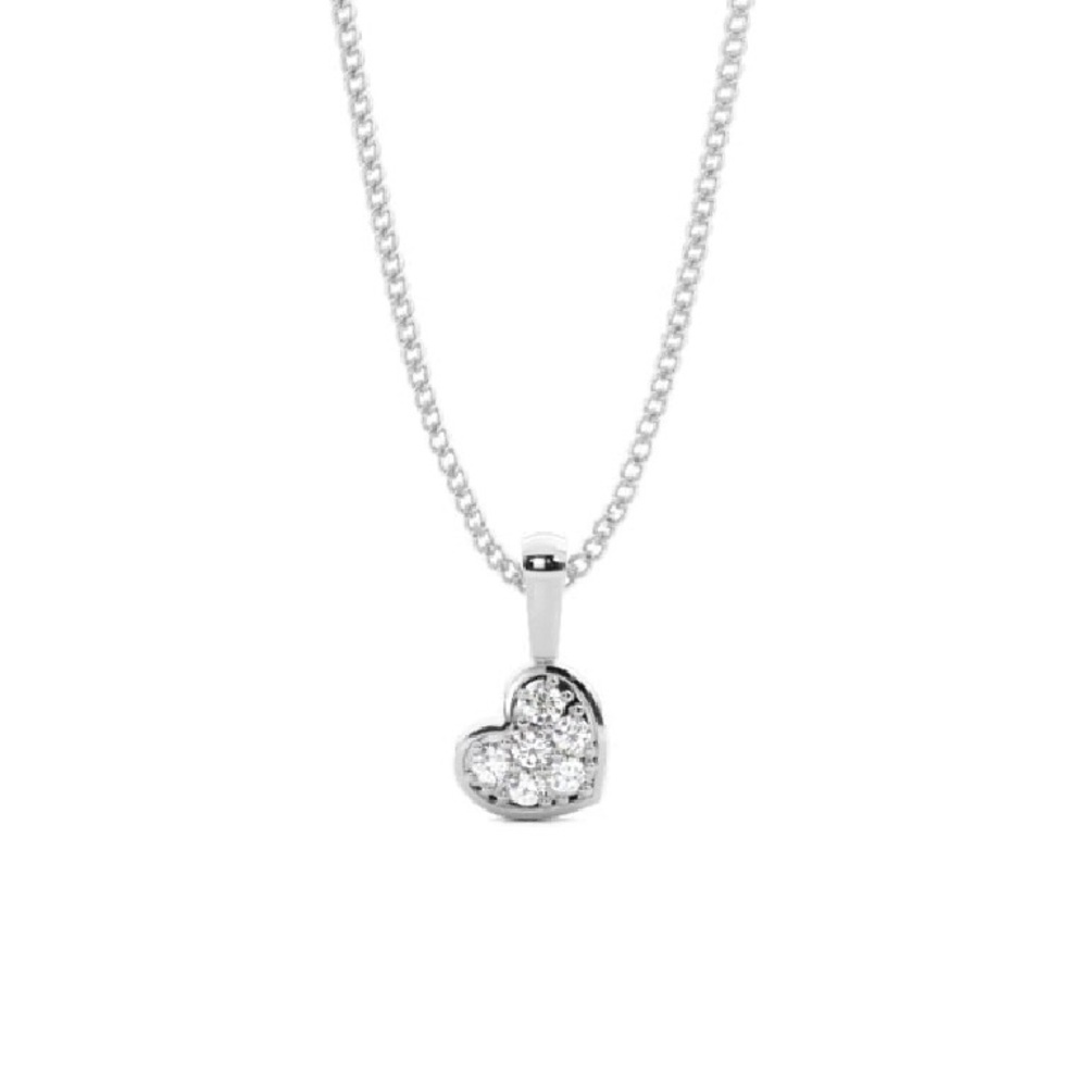 18k White Gold 
Pave Setting
Round Diamond
Heart Pendant